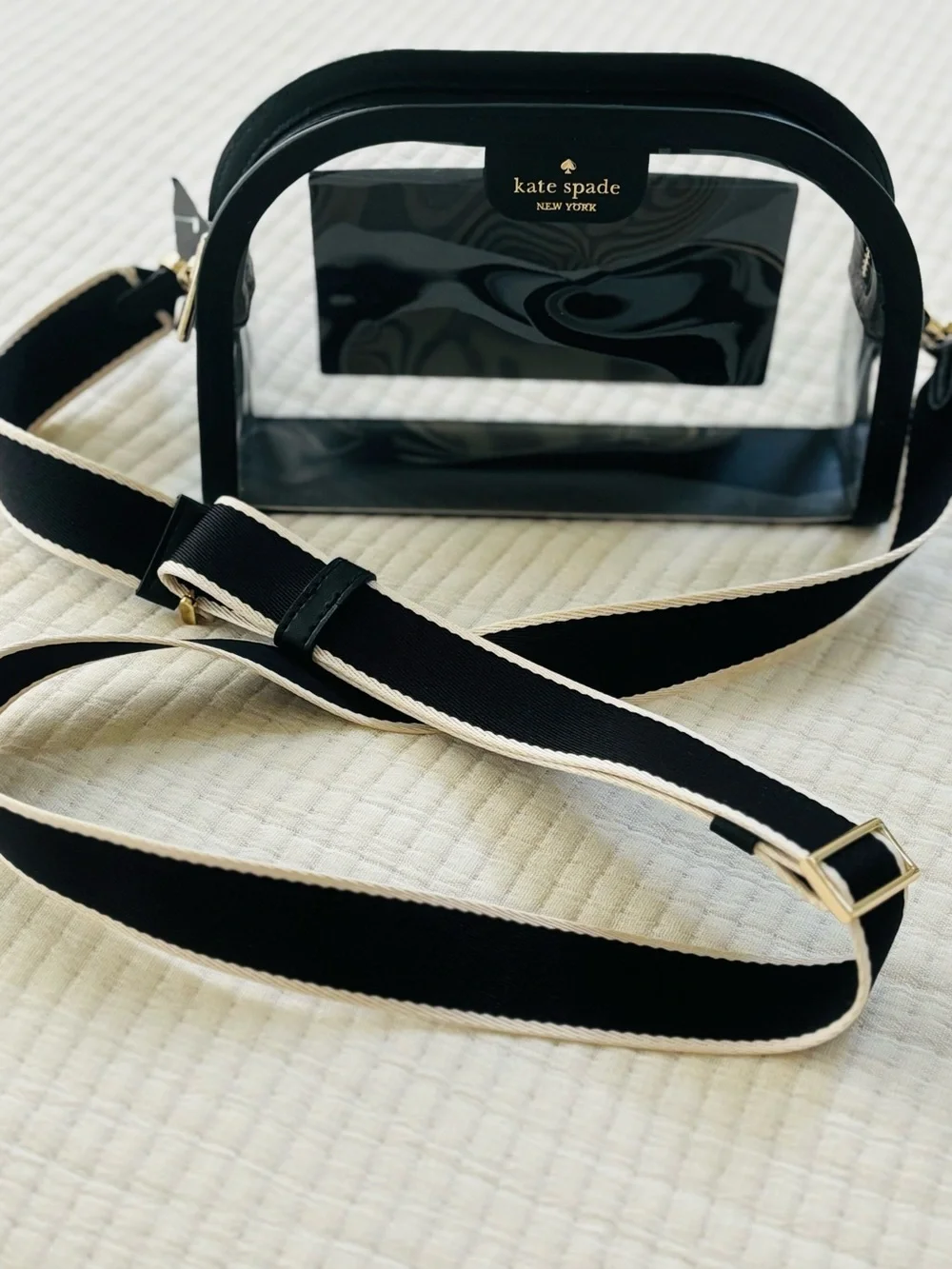 Kate Spade Clare Clear Small Dome Crossbody Bag Black Multi Stadium Bag NWT - Picture 1 of 16